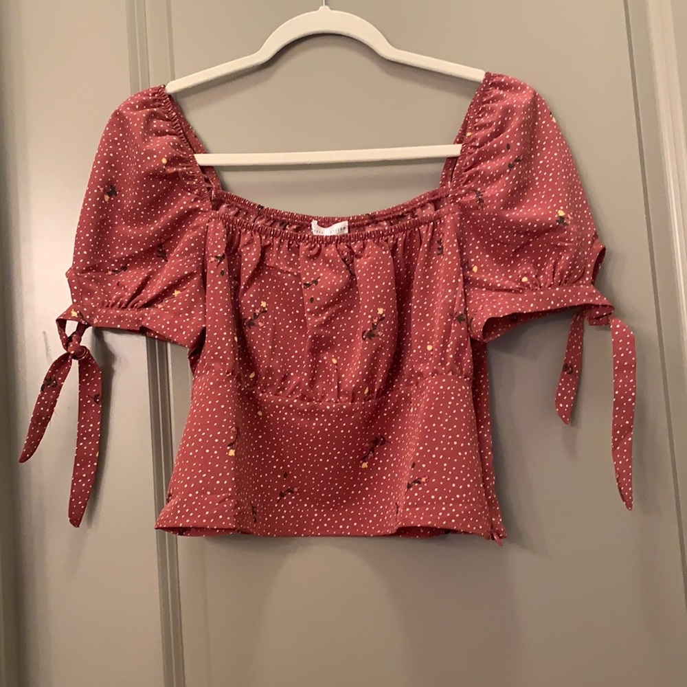 Square neck floral dot blouse